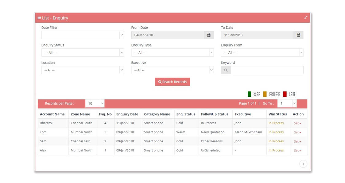 Service Management Enquery Enquiry Management - Sales2Service