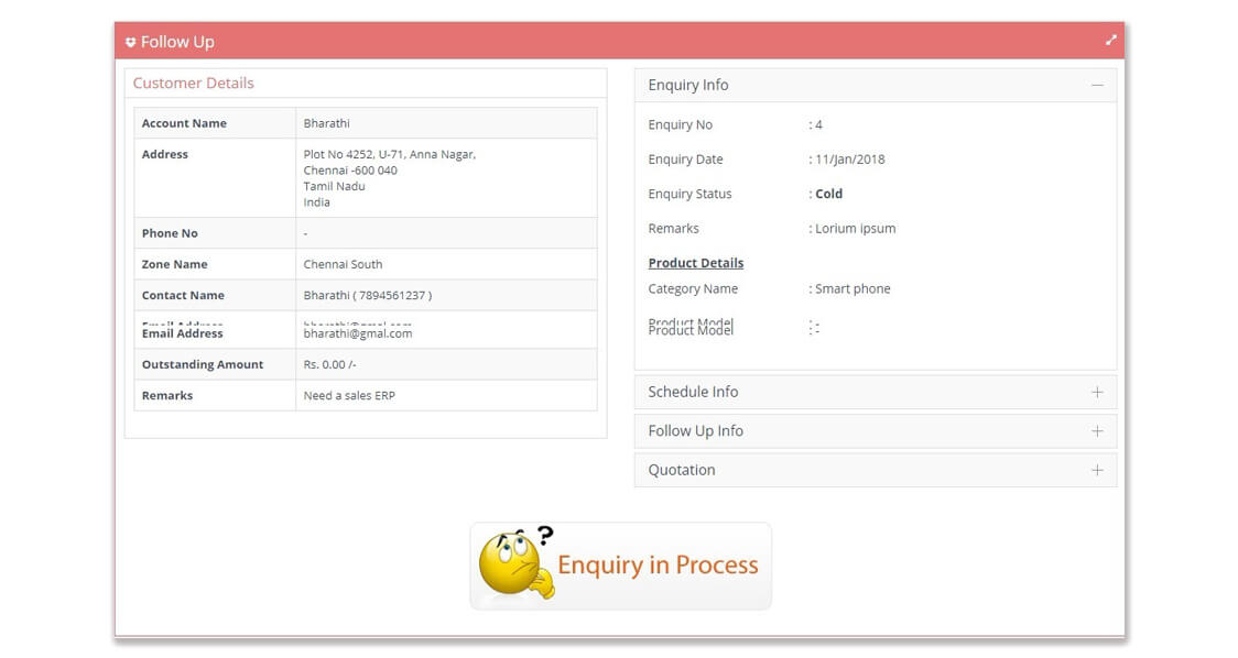 Service Management Enquery Enquiry Management - Sales2Service
